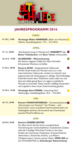 Jahresprogramm 2016 zum
