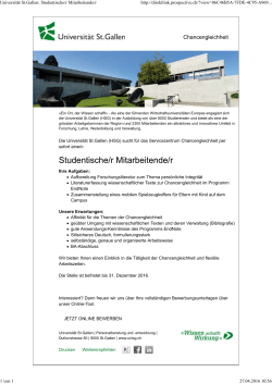 Universität St.Gallen: Studentische/r Mitarbeitende/r