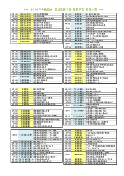 2016年  後期   重点課題内容・更新予定・日程一覧