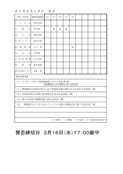 賛否締切日 3月16日（水）17：00厳守