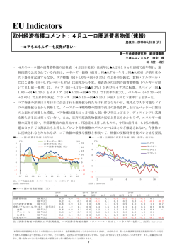 4月ユーロ圏消費者物価(速報)