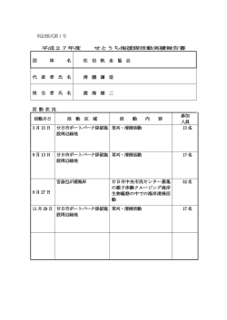 別記様式第1 号 平成27年度 せとうち海援隊活動実績報告書 団 体 名