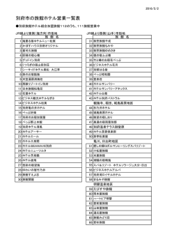 別府市の旅館ホテル営業一覧表