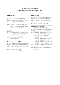 日本分析化学会近畿支部 2016 年度WG・委員会等役員業務一覧表