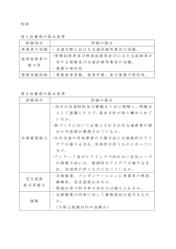 別表 第1次審査の採点基準 評価項目 評価の視点 事業者の実績 ・交通