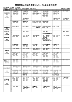関西医科大学総合医療センタ－ (外来診療日程表)