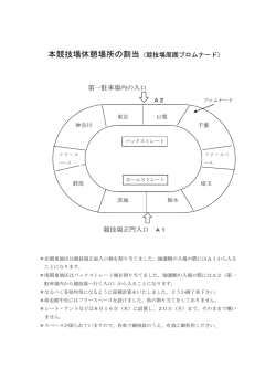 本競技場休憩場所の割当（競技場周囲プロムナード） 第一駐車場内の