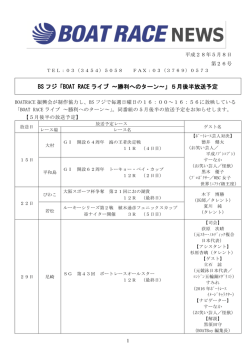 BS フジ「BOAT RACE ライブ ～勝利へのターン～」5月後半放送予定