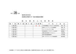 荻浦雨水幹線その1地区実施設計業務 指 名 競 争 入 札 結 果 表