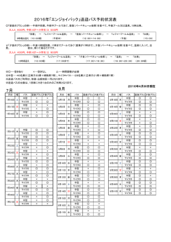 7月 8月 2016年「エンジョイパック」送迎バス予約状況表