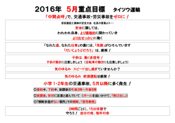 2016年 5月重点目標