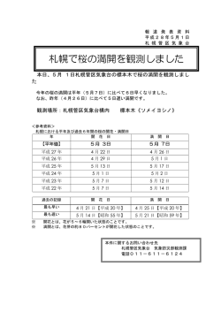 札幌で桜の満開を観測しました