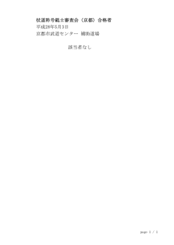 杖道称号範士審査会（京都）合格者 平成28年5月3日 京都市武道