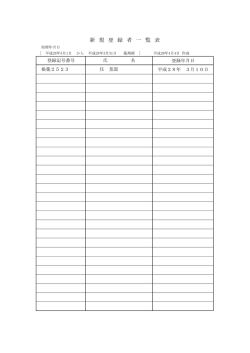 新 規 登 録 者 一 覧 表