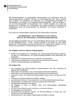 eine Mitarbeiterin / einen Mitarbeiter f&uuml;r den mittleren Dienst in der