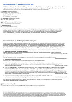 Antwortbogen Aktionäre zur Hauptversammlung der Deutsche