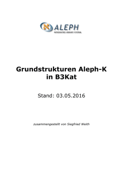 Grundstrukturen BVB-KAT - Bibliotheksverbund Bayern
