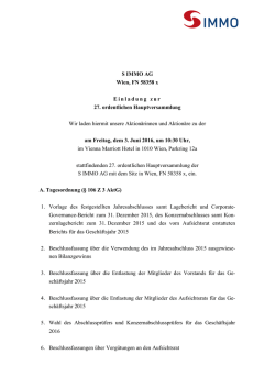 Einladung zur Hauptversammlung