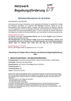 Informationen zu den Workshops und zum