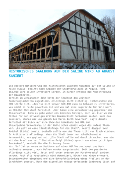 Historisches Saalhorn auf der Saline wird ab August