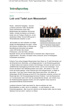 Lob und Tadel zum Messestart