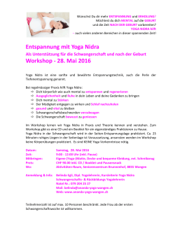 Entspannung mit Yoga Nidra Workshop - 28. Mai 2016