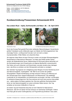 Pressereisen 2016 - Schwarzwald Tourismus GmbH