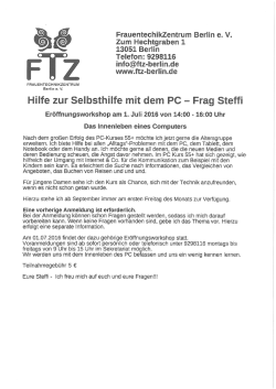 01.07.2016 Eröffnungsworkshop - FrauenTechnikZentrum Berlin e. V.