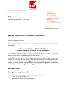 Workshop „Schnupperseminar – Interessierte an der Ratsarbeit“