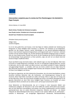 Intervention conjointe pour la remise du Prix