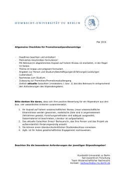 Allgemeine Checkliste für Promotionsstipendienanträge - Hu