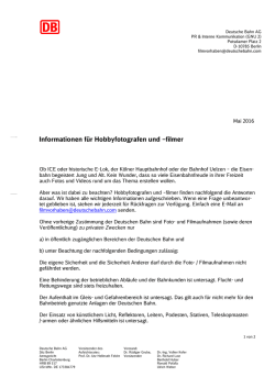 Informationen f&uuml;r Hobbyfotografen und &ndash;filmer