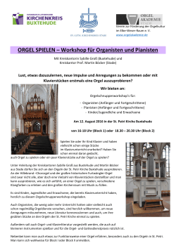 ORGEL SPIELEN – Workshop für Organisten und Pianisten