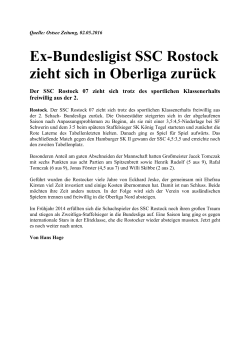 Ex-Bundesligist SSC Rostock zieht sich in Oberliga zurück