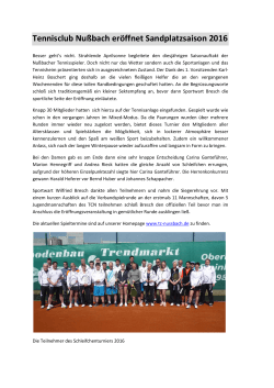 Tennisclub Nußbach eröffnet Sandplatzsaison 2016