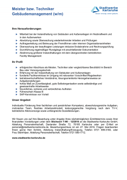 Meister bzw. Techniker Gebäudemanagement (w/m)