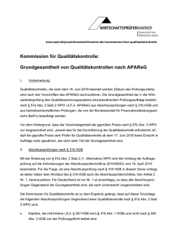 Grundgesamtheit von Qualit&auml;tskontrollen nach APAReG