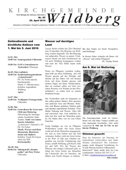 Gottesdienste und kirchliche Anl&auml;sse vom 1. Mai bis 5