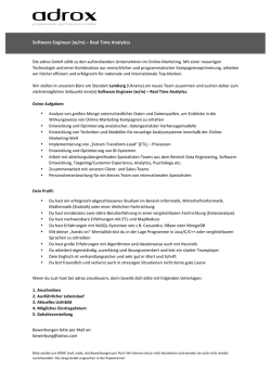 Software Engineer (w/m) – Real Time Analytics