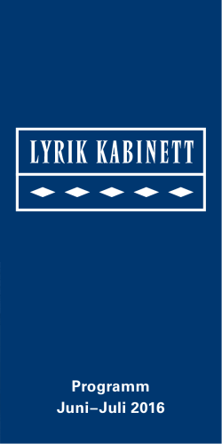 Programm Juni – Juli 2016 - Stiftung Lyrik Kabinett
