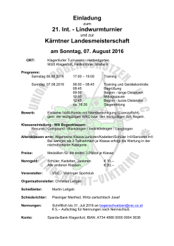 Einladung 21. Int. - Lindwurmturnier Kärntner