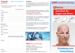 Einladung zum Fachseminar - AGIS Industrie Service GmbH & Co.KG