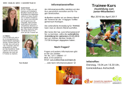 Infoflyer mit allen Infos zum Trainee-Kurs 2016/2017