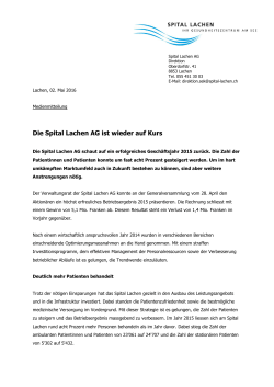 Die Spital Lachen AG ist wieder auf Kurs