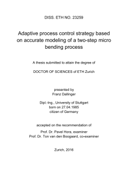 Adaptive process control strategy based on - ETH E