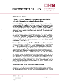 PRESSEMITTEILUNG - Deutsche Hauptstelle für Suchtfragen e.V.