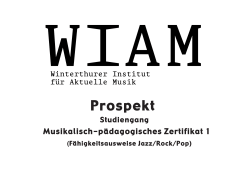Prospekt Mus/Päd. Zertifikat - WIAM, Winterthurer Institut für aktuelle