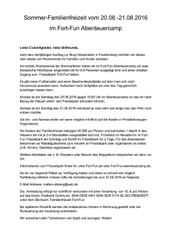 Ausschreibung Sommer-Familienfreizeit - Ski