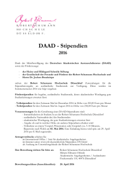 DAAD - Stipendien - Robert Schumann Hochschule
