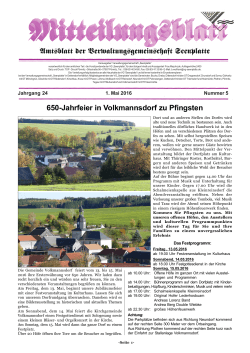 Amtsblatt 05/2016 - Verwaltungsgemeinschaft Seenplatte